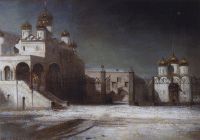 Соборная площадь в Московском Кремле ночью. 1878 - Саврасов