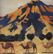 1912 Гора Абул и проходящие верблюды. Ереван - Сарьян