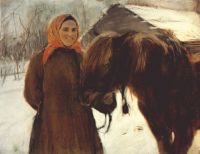 serov_in_the_village_(peasant_woman_with_a_horse)_1898 - 