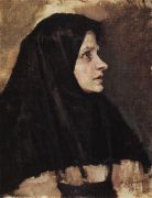 Голова женщины в черном платке. 1886 - Суриков