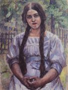 Девушка с косами. Портрет А.А.Добринской. 1910 - Суриков