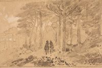 Двое в лесу. Конец 1880-х - начало 1890-х 9,8х14,7 - Шишкин
