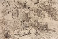 Овцы под дубом. 1862-1864 13,5х19.6 - Шишкин