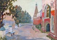1913 У Симонова монастыря. Холст, масло. 32х50,5 - Юон