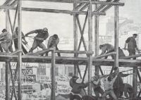 1924 Строительство. Эскиз стенописи. X., м. 72,5х102. ГТГ - Юон