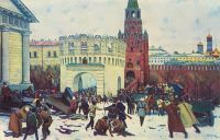 1929 Вступление в Кремль через Троицкие ворота 2(15) ноября 1917 года. Карт. на фанере, м. 67х107. Пермь. (Вариант 1927г. в ЦМР) - Юон