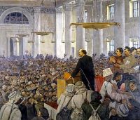 1935 Первое выступление В.И.Ленина в Смольном. Поздний вариант  картины 1927 г. Х., м. 260х296 ГИМ - Юон