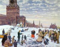 1946 Кормление голубей на Красной площади в 1890-1900 годах. X., м. 70х97. Челябинск - Юон