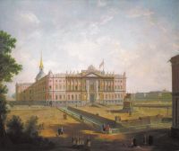 Вид на Михайловский замок и площадь Коннетабля в Петербурге. Около 1800 - Алексеев