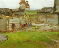 Пейзаж. Этюд со срубом. 1910-е  - Архипов