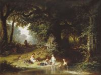 Дети у ручья 1861 Холст, масло - Бейдеман