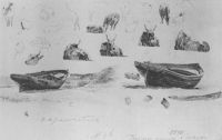 Набросок лодок и коров. 1890 - Богаевский