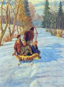 Дети в санях зимой. 1914 - Богданов-Бельский