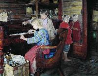 Дети за пианино. 1918 106,5x135,7 ГТГ - Богданов-Бельский