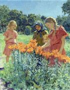 Собирая цветы 1924 холст, масло 88x70 - Богданов-Бельский