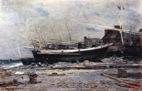 Лодки в Этрета. 1874 - Боголюбов