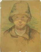 1915 Портрет мальчика. Б.,паст.,к. 30,5x24 Ссх - Дейнека