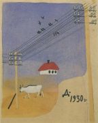 1930 Рис. для детской книжки «Электромонтер». Б., тушь, акв. 22,5x19,5 Ссх - Дейнека