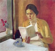 1934 Портрет девушки с книгой. Х., м. 90х98 ГРМ - Дейнека
