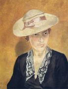 1935 Портрет С.И.Л. в соломенной шляпе. Х., м. 80х60 ГРМ - Дейнека