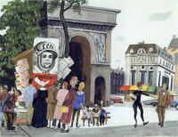 1962 День Гагарина в Париже. Б., акв., белила. 54,4х70,8 Курск - Дейнека
