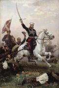 Генерал Н.Д.Скобелев на коне. 1883. Холст, масло. 47х32 см - Дмитриев-Оренбургский