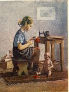 «Швея», 1950г, масло, картон, Третьяковская галерея  - Ершов