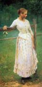 Девушка у изгороди. 1893 - Касаткин