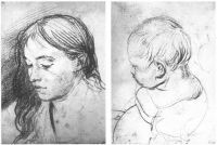 Листы из альб. 1807 г. 1. Девушка с распущеными волосами. 2. Голова младенца. Б., ит. к. ГРМ - Кипренский