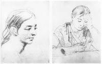 Листы из альб. 1807 г. 1. Портрет молодой женщины. 2. Деревенская девушка, читающая книгу. Б., ит. к. ГРМ - Кипренский