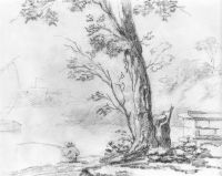 Пейзаж с рыболовом. 1810-е. Б., ит. к. 19.6х24. ГРМ - Кипренский