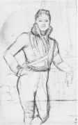 Эскиз к портрету Д.В.(q)Давыдова. Эскиз. 1806. Б., уголь. 40.3х25.1. ГРМ - Кипренский