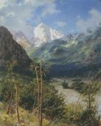 Горный пейзаж. Вершины Эльбруса. 1901  - Киселев