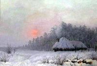Зимний пейзаж с хутором у леса. - Кондратенко
