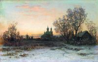 Зимний пейзаж с церковью. 1880-е Холст, масло. 31.2 x 48.4 ЧС - Кондратенко