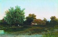 Хата над прудом, 1881, холст, масло; 34х52,5 - Кондратенко