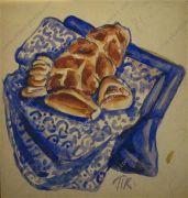 1911 Эскиз натюрморта с хлебами. 30х27,7 Акв.,б. - Кончаловский