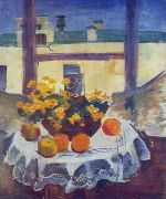 1929 Натюрморт. Стол с фруктами и желтыми цветами. 96х82 ГРМ - Кончаловский