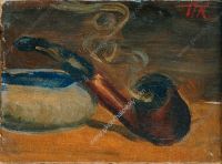 1929 Натюрморт.Трубка с дымом. 16,3х22,2 - Кончаловский