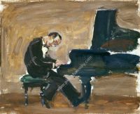 1930 Портрет итальянского пианиста и дирижера Карло Цекки за роялем. 45х55 - Кончаловский