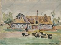 1931 Сельцы. Овцы. 45х60,5 - Кончаловский