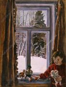 1936 Катенька с куклой у окна. 134х103 - Кончаловский