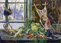 1937 Натюрморт. Мясо, дичь и брюссельская капуста на фоне окна. 186х261 ГТГ - Кончаловский