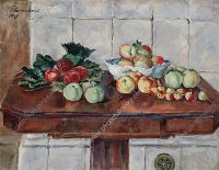 1947 Натюрморт. Яблоки на столе у печки. 101,5х129,5 Ссх - Кончаловский