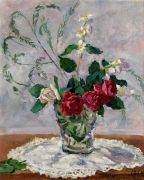 1954 Натюрморт с розами, жасмином и аспарагусом, 61х50.5 ЧС - Кончаловский