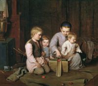 Дети, катающие пасхальные яйца, 1855 - Кошелев