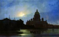 Вид Исаакиевского собора при лунном освещении. 1869 - Куинджи