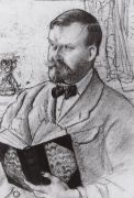 Автопортрет (С книгой). 1920 - Кустодиев