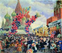 Вербный торг у Спасских ворот на Красной площади в Москве. 1917 - Кустодиев