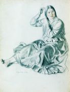 Девушка, расчесывающая волосы. 1917 - Кустодиев